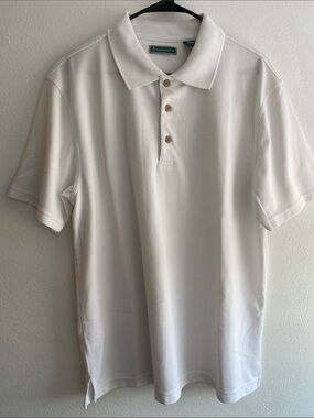Cubavera Men's White Short-Sleeve Polo with Button Placket
